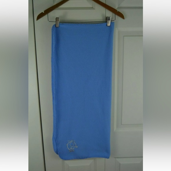 Cutie Pie Tons of Fun Elephant Baby Blanket Gray Blue Stitched Edge Fleece - Picture 6 of 6